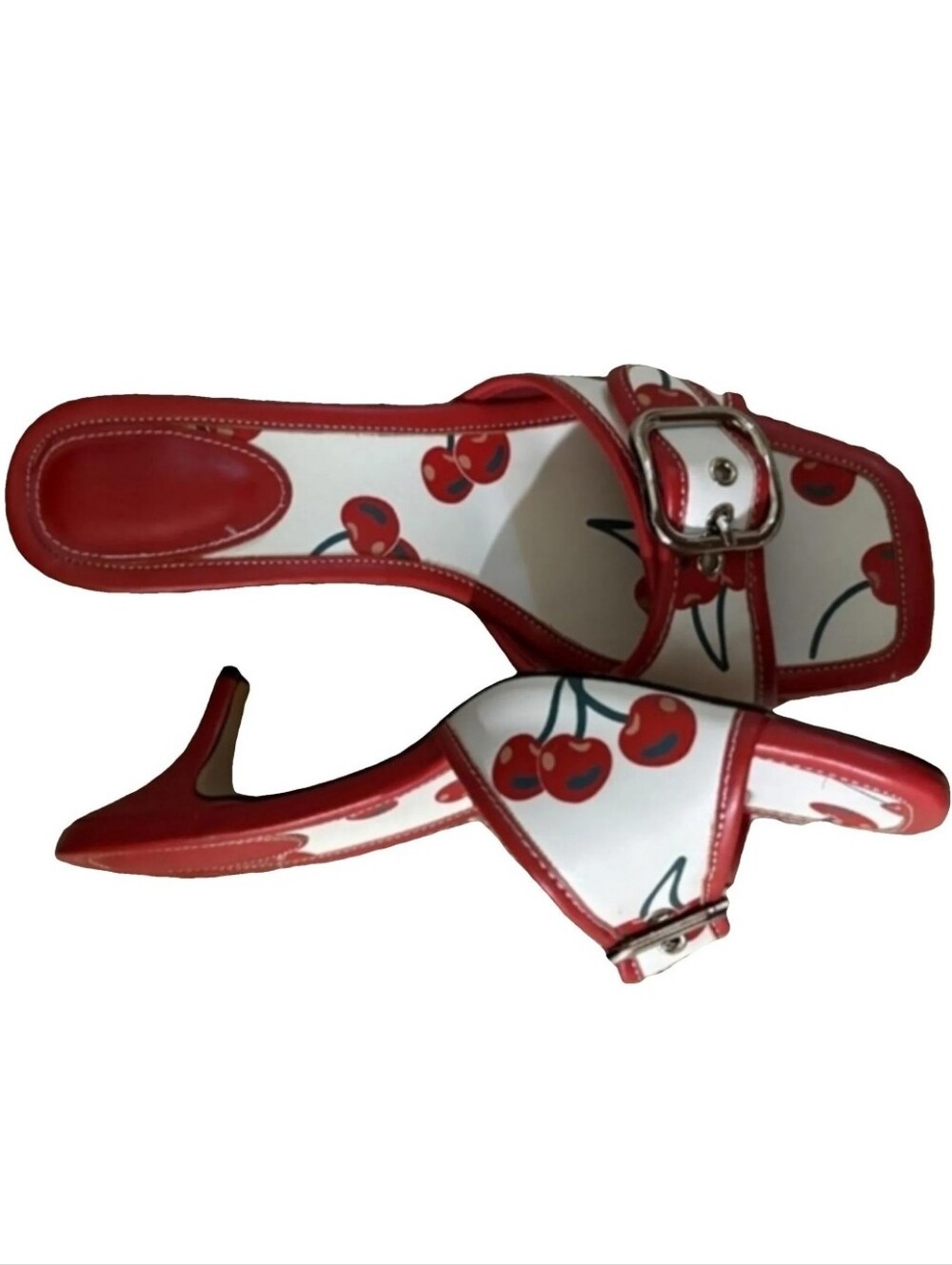 NWT Cherry Kitten Heel Sandals. Womens Size 9. Heel height is 2.3 inches.